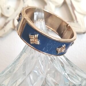 Blue and Gold Bangle Bracelet magnetic closure